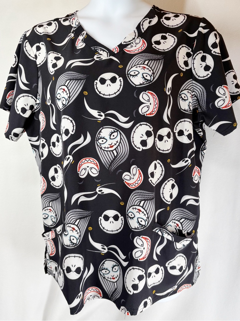 Scrub Top Women's Halloween Nightmare Before Christmas Scrub Top Size XL